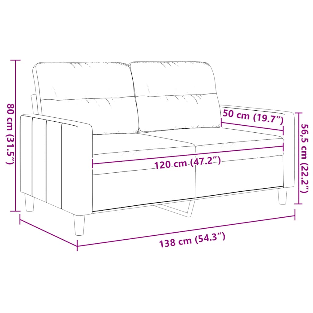 2-Sitzer-Sofa Schwarz 120 cm Stoff