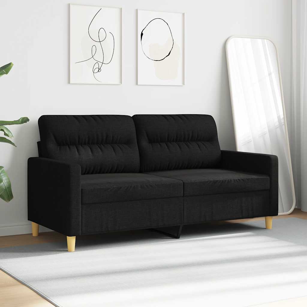 vidaXL Canapé 2 places noir 140 cm en tissu