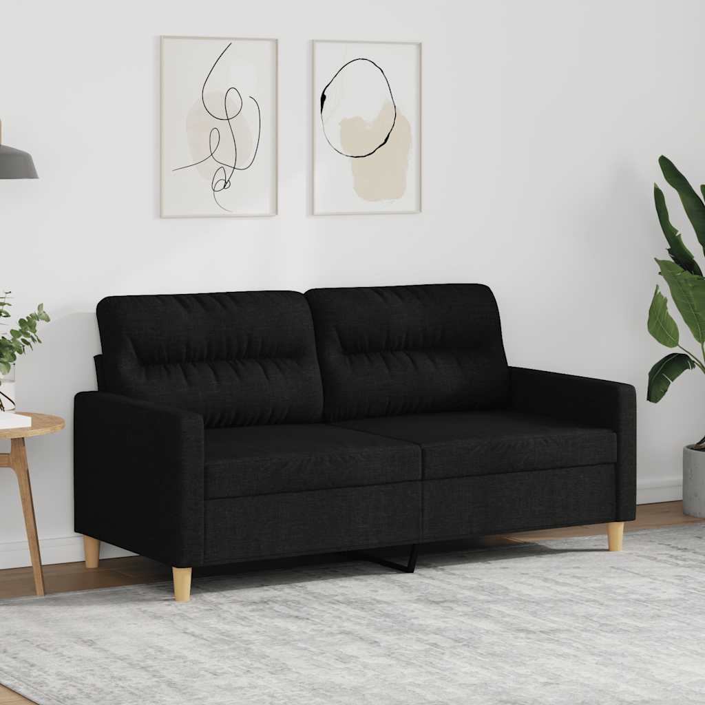 vidaXL Canapé 2 places noir 140 cm en tissu