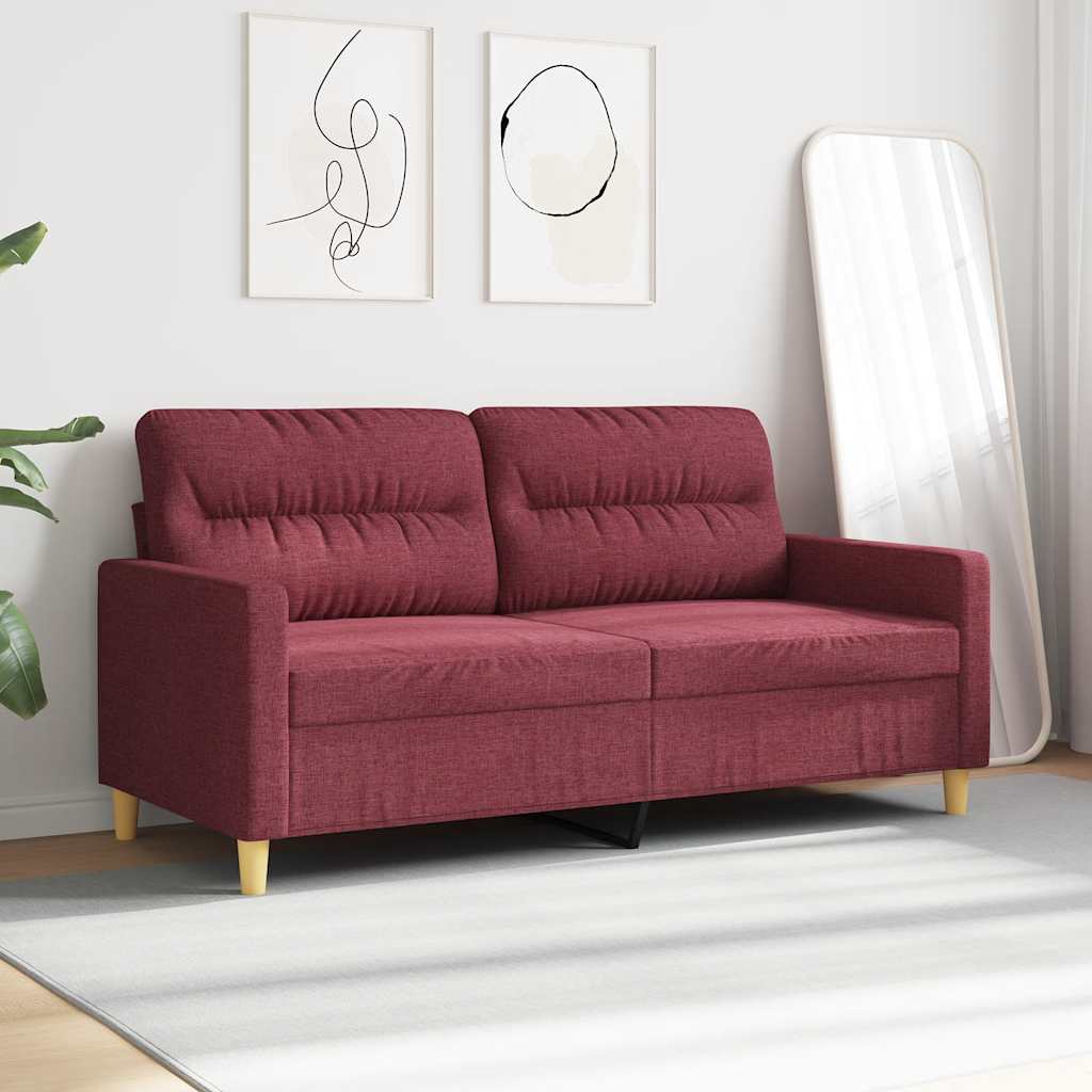vidaXL Canapé 2 places rouge bordeaux 140 cm en tissu
