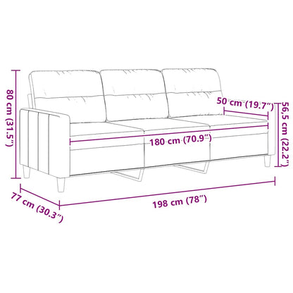 3-Sitzer-Sofa Schwarz 180 cm Stoff