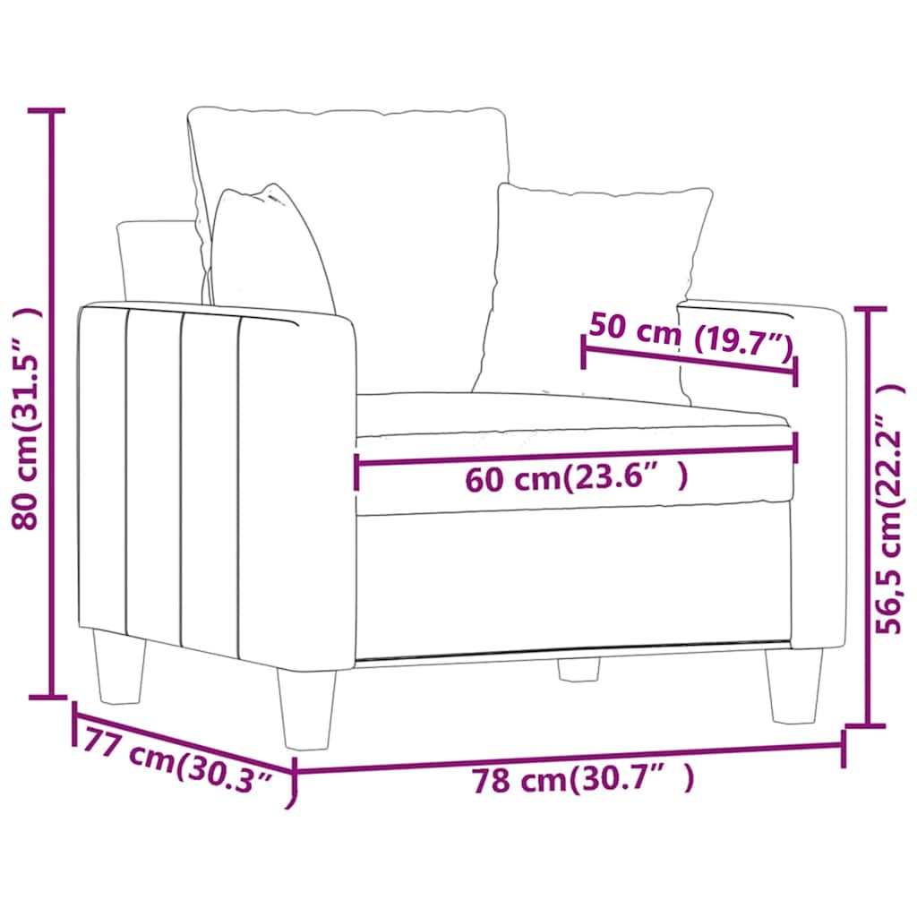 vidaXL Fauteuil noir 60 cm Tissu