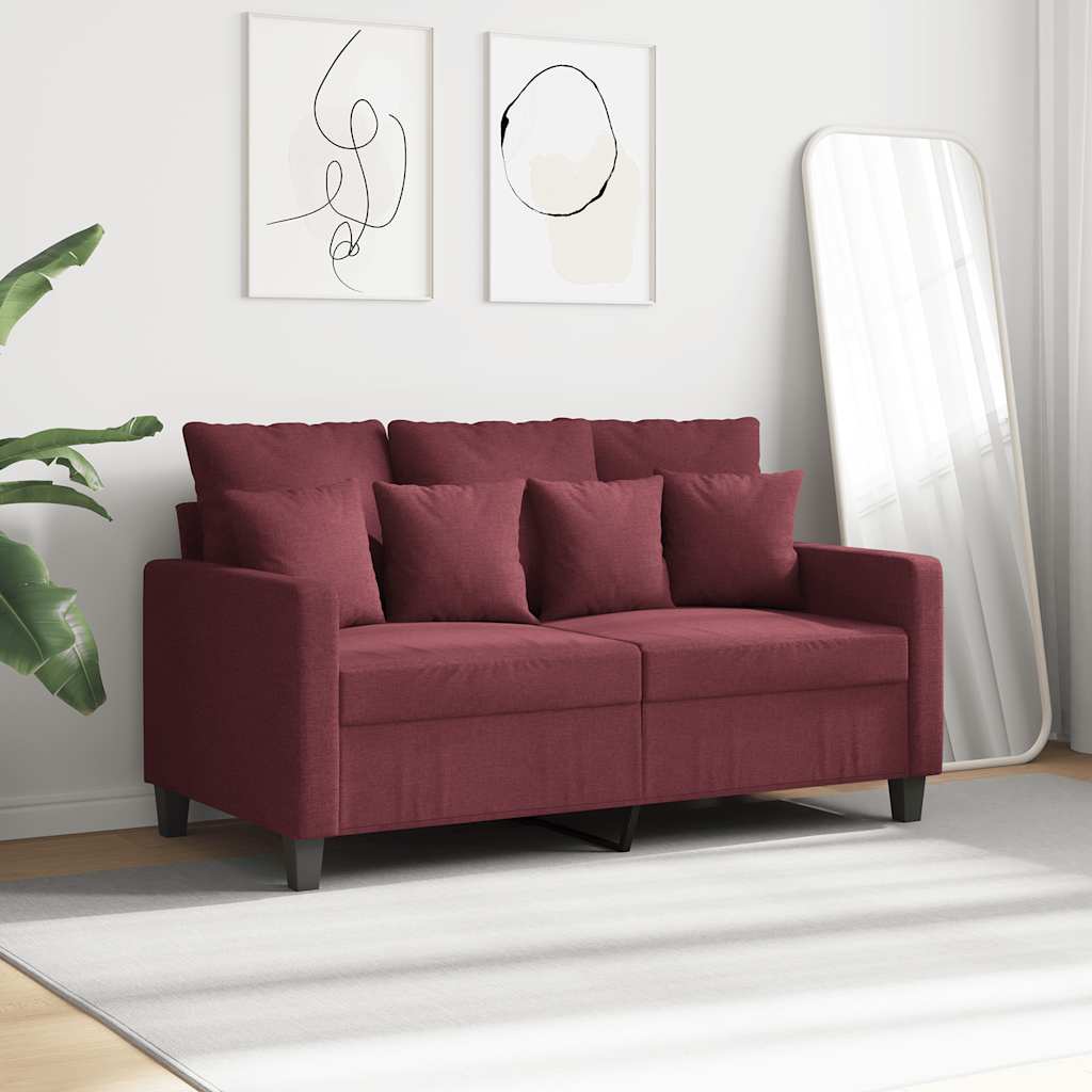 vidaXL Canapé 2 places rouge bordeaux 120 cm Tissu