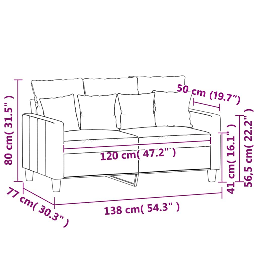 vidaXL Canapé 2 places rouge bordeaux 120 cm Tissu