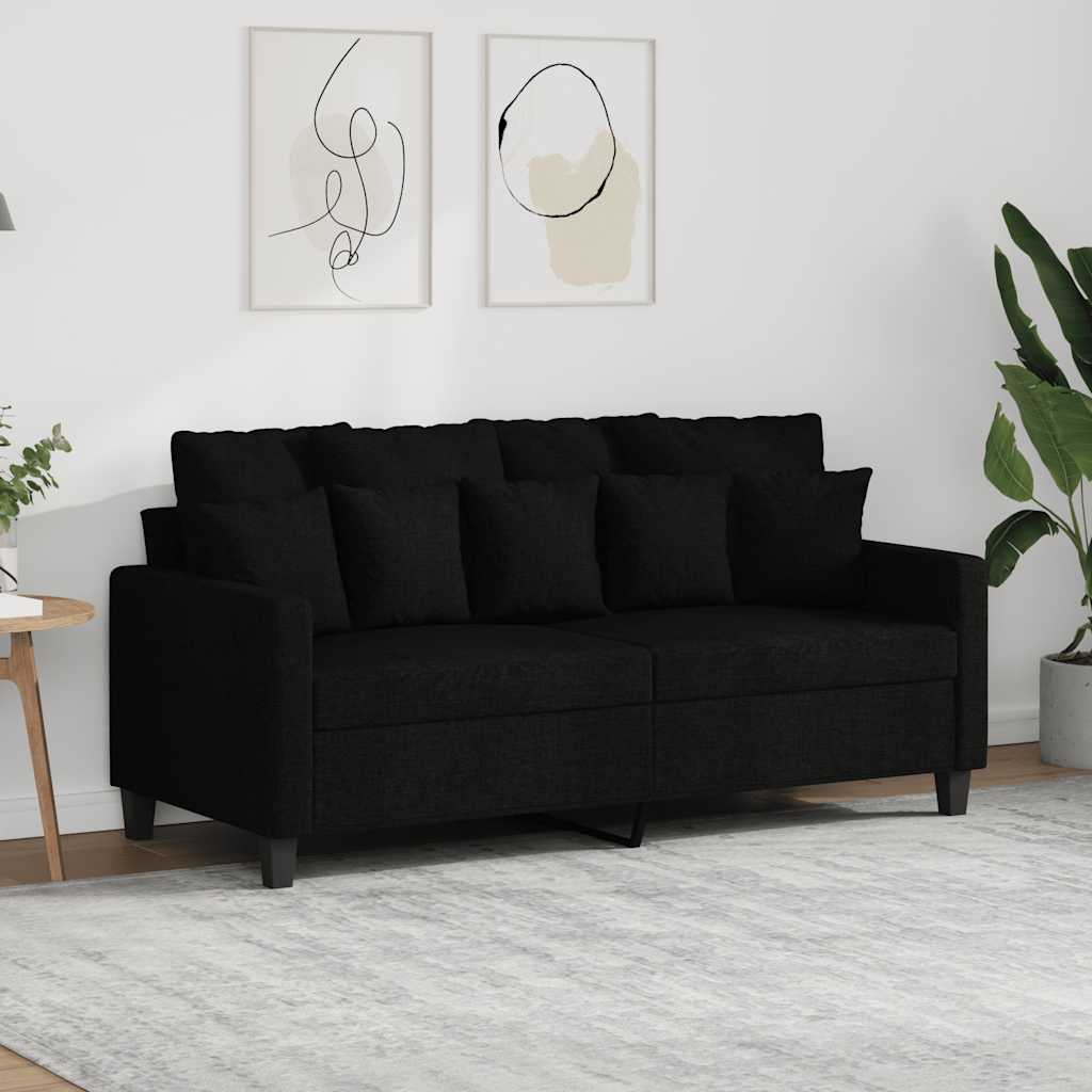 vidaXL Canapé 2 places noir 140 cm en tissu