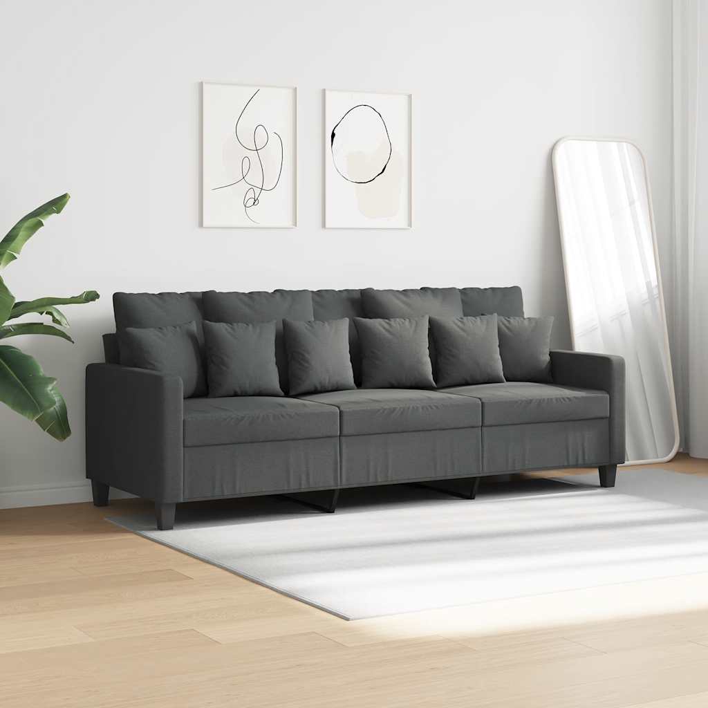 vidaXL 3-Sitzer-Sofa Dunkelgrau 180 cm Stoff