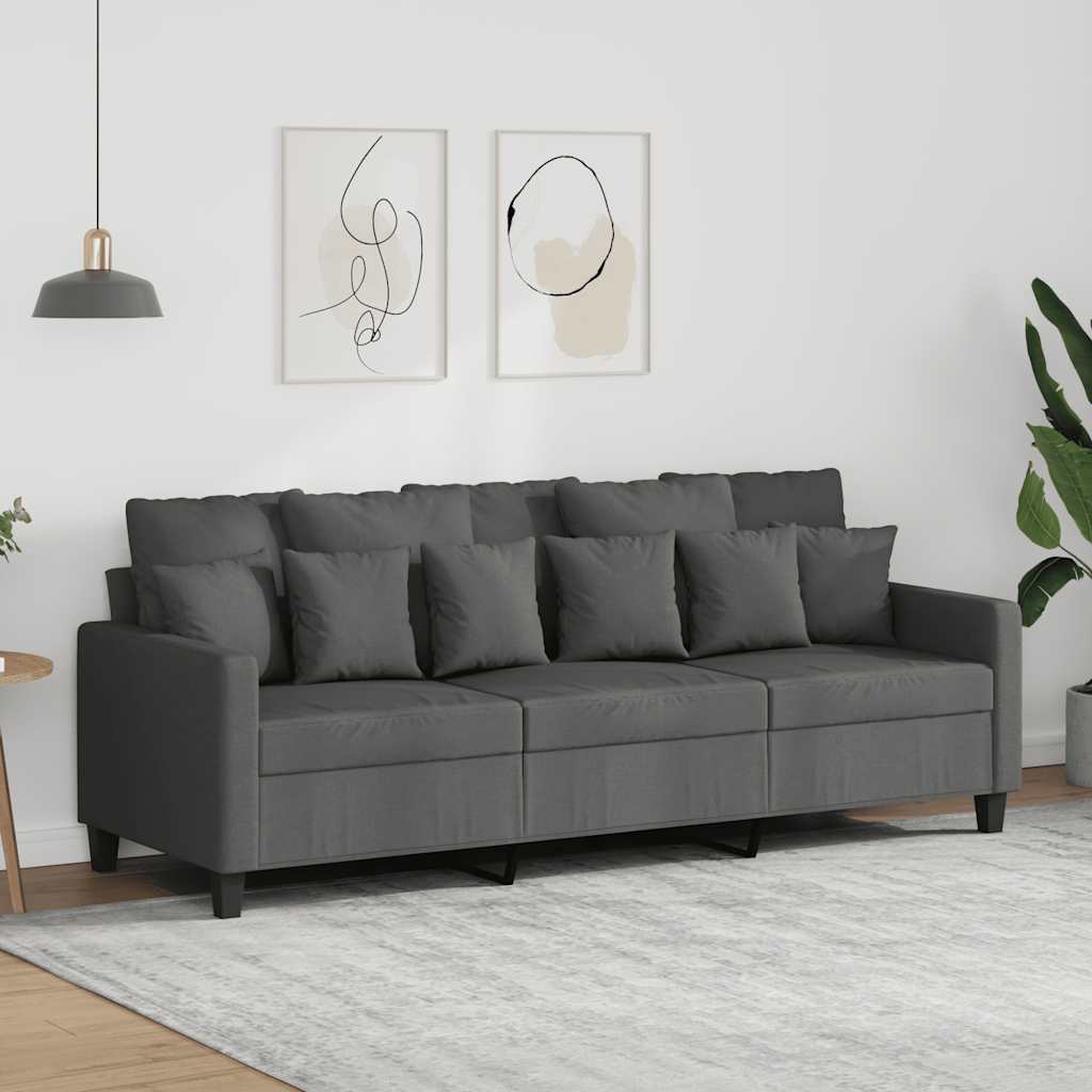 vidaXL 3-Sitzer-Sofa Dunkelgrau 180 cm Stoff