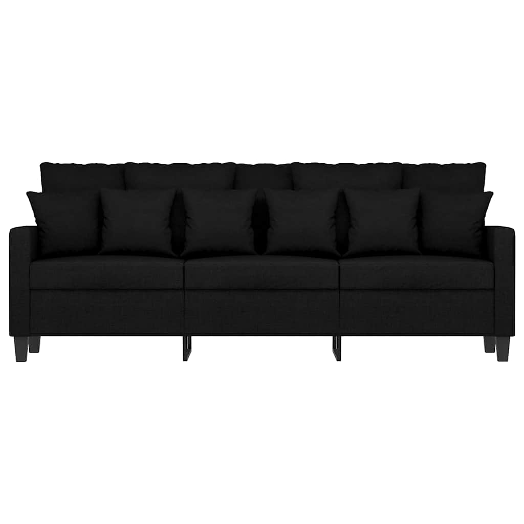 vidaXL Canapé 3 places en tissu noir 180 cm