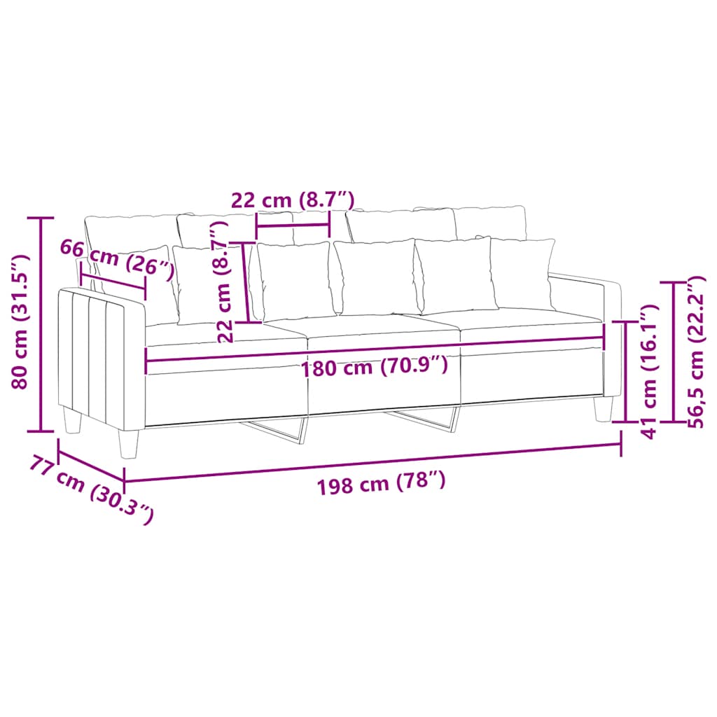 vidaXL 3-Sitzer-Sofa Hellgelb 180 cm Stoff