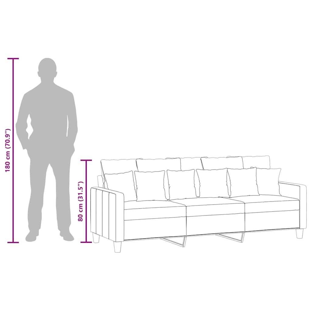 vidaXL 3-Sitzer-Sofa Weinrot 180 cm Stoff