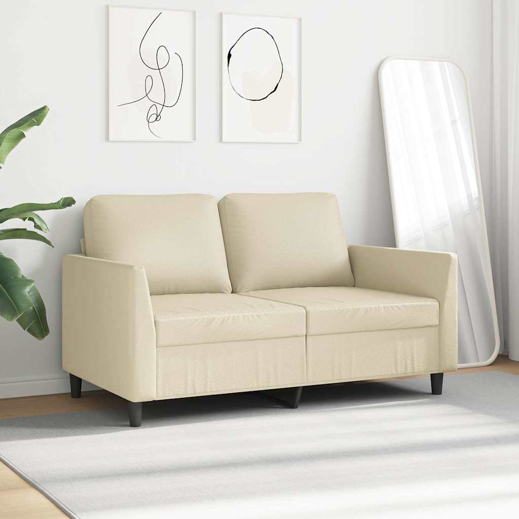 vidaXL 2-Sitzer-Sofa Creme 120 cm Kunstleder