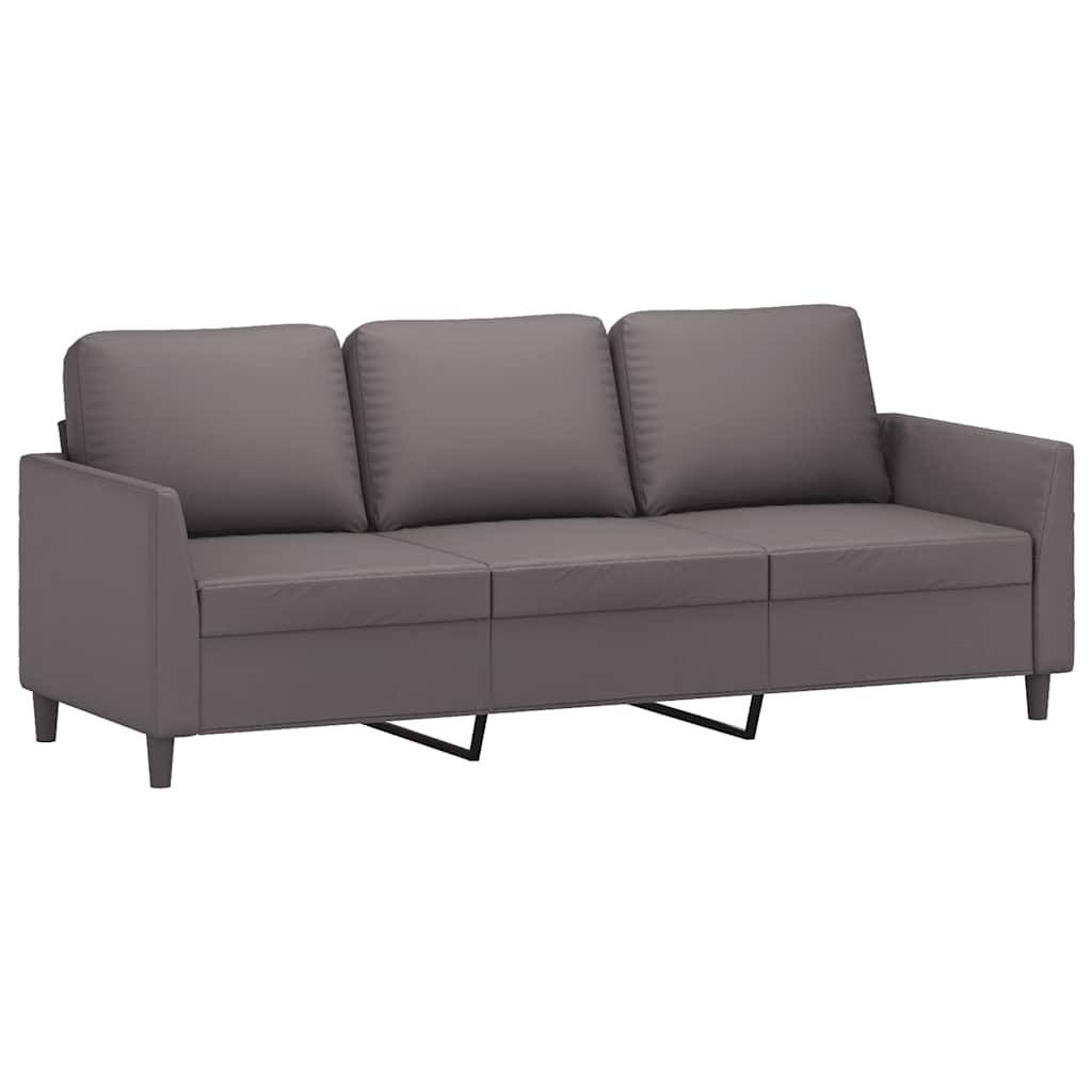 vidaXL 3-Sitzer-Sofa Grau 180 cm Kunstleder