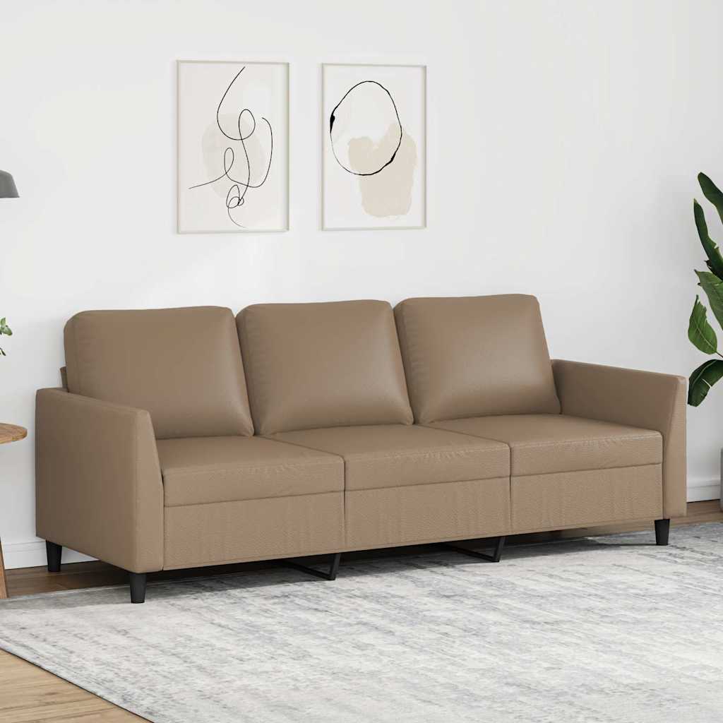 vidaXL 3-Sitzer-Sofa Cappuccino-Braun 180 cm Kunstleder