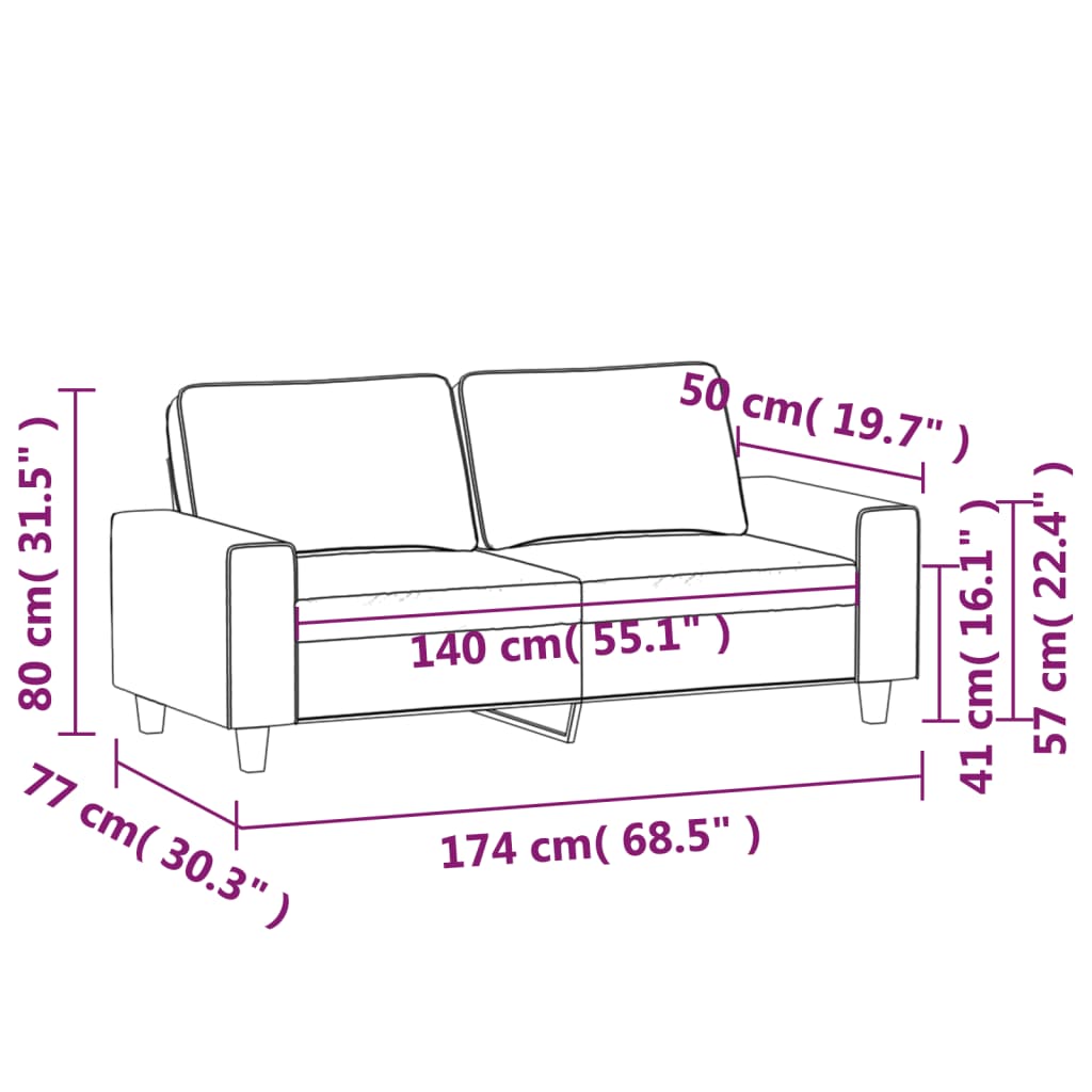 vidaXL 2-Sitzer-Sofa Hellgrau 140 cm Stoff