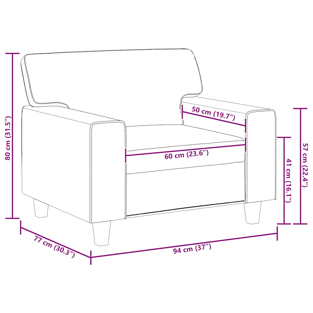 Sessel Schwarz 60 cm Kunstleder