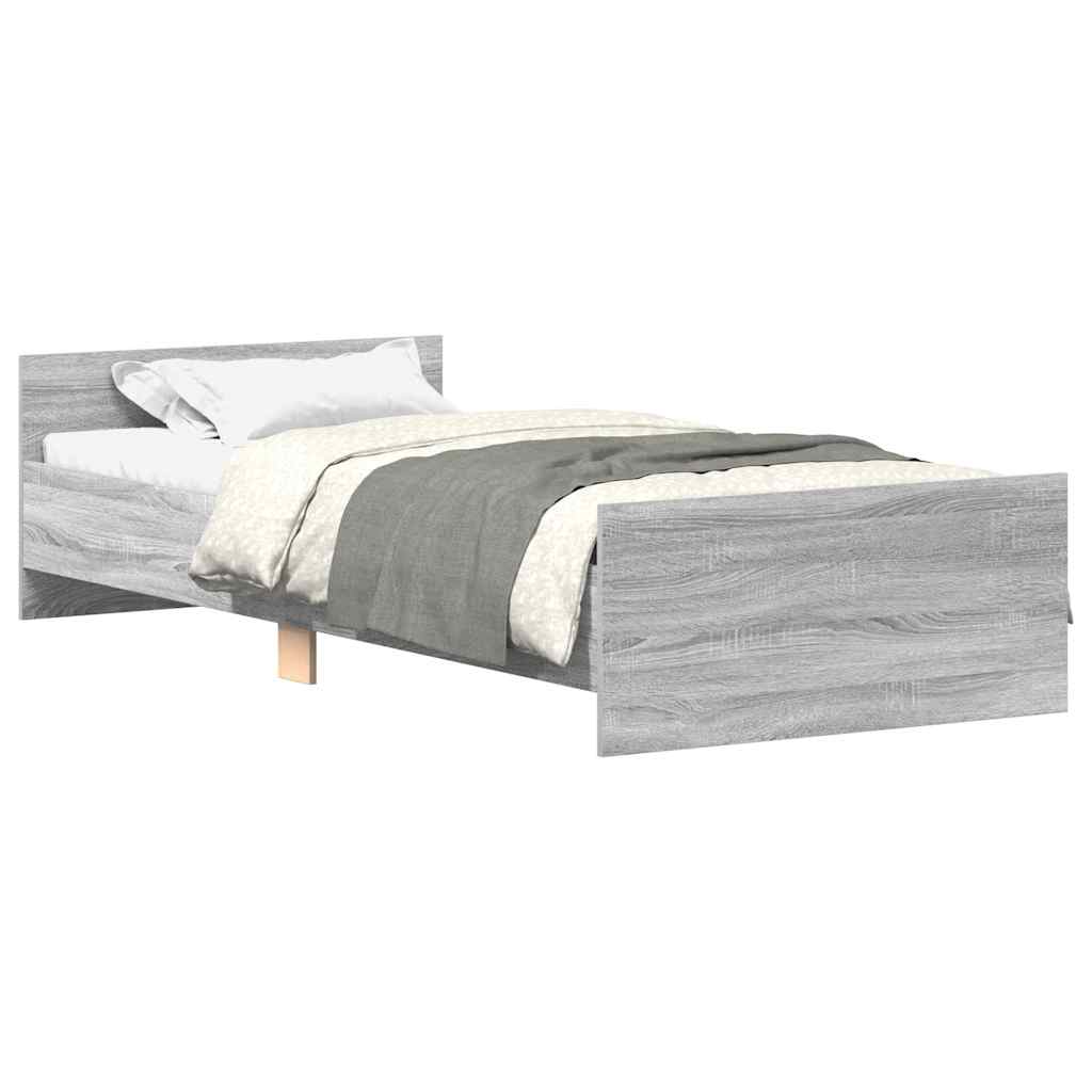 vidaXL Bettgestell Grau Sonoma 90x200 cm Holzwerkstoff