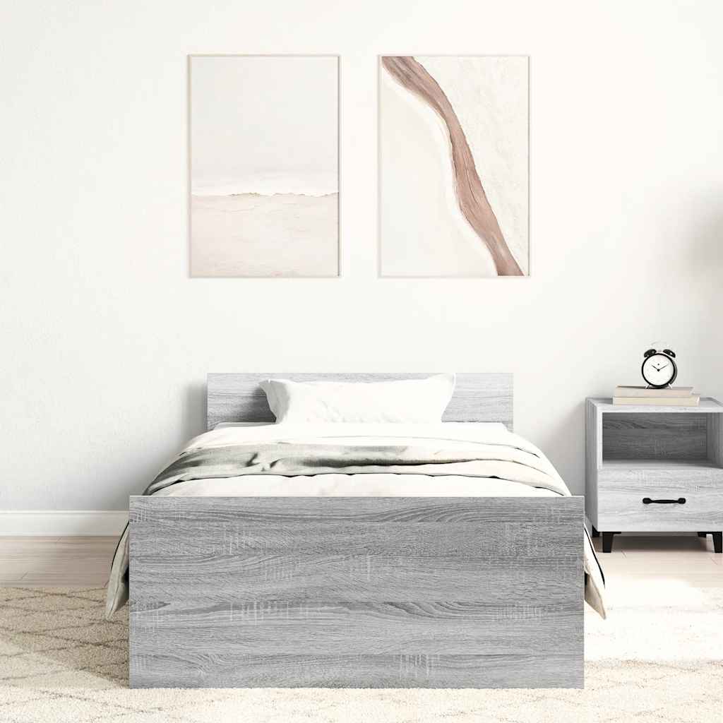 vidaXL Bettgestell Grau Sonoma 90x200 cm Holzwerkstoff