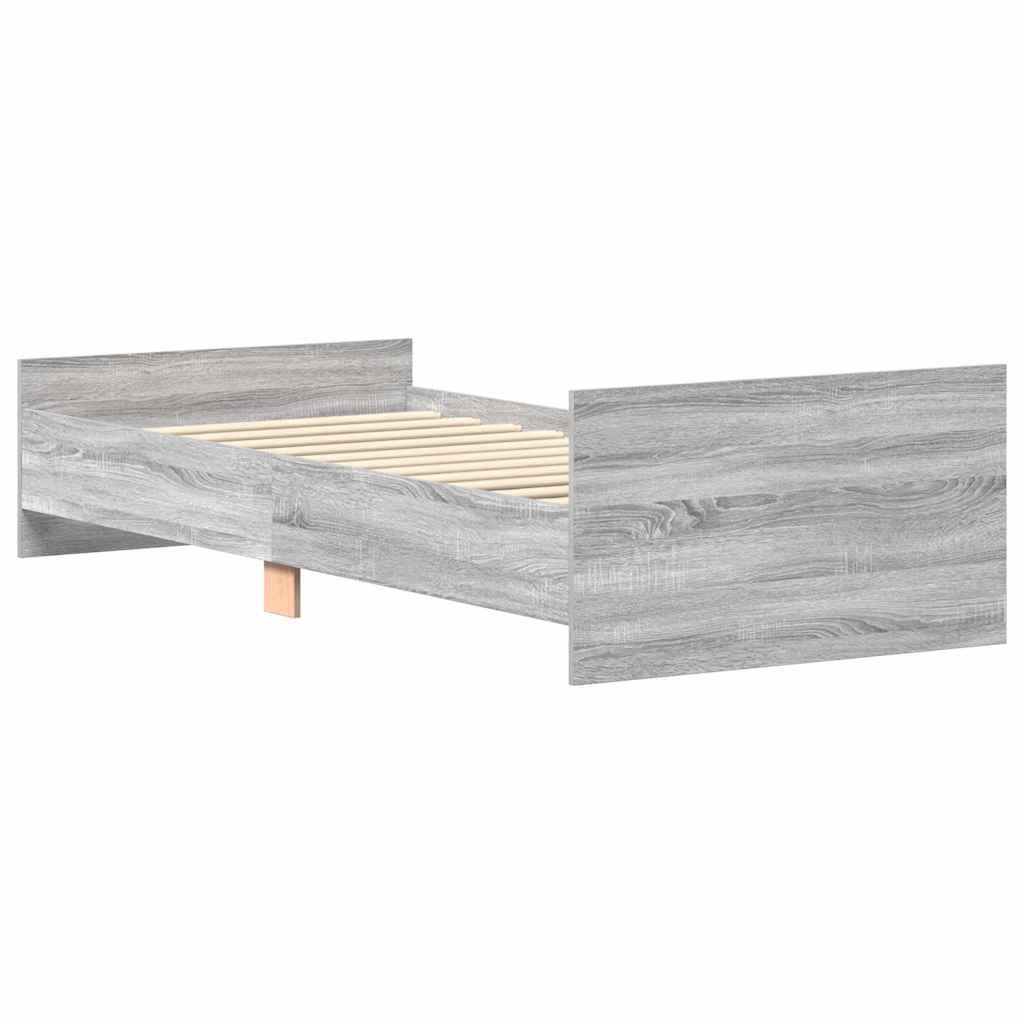 vidaXL Bettgestell Grau Sonoma 90x200 cm Holzwerkstoff