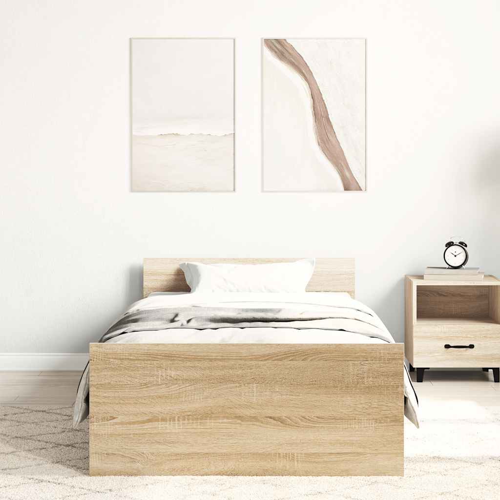 vidaXL Bettgestell ohne Matratze Sonoma-Eiche 75x190 cm Holzwerkstoff