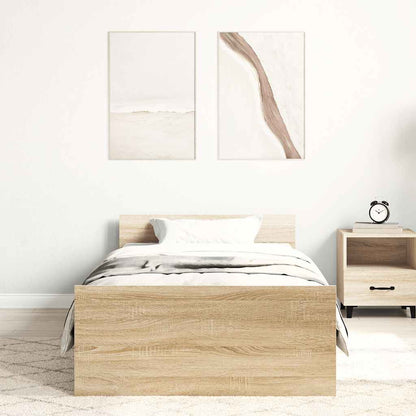 vidaXL Bettgestell ohne Matratze Sonoma-Eiche 75x190 cm Holzwerkstoff