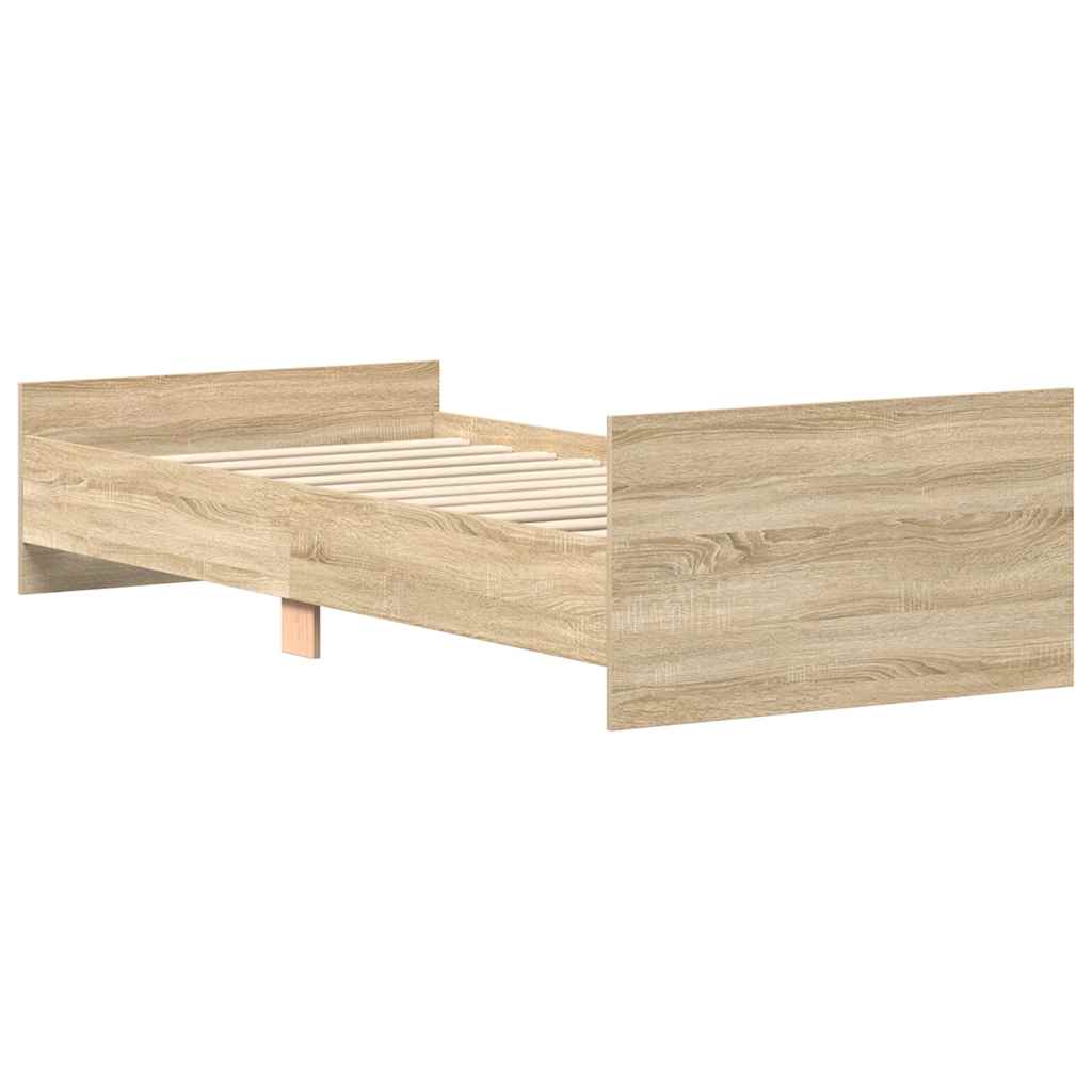 vidaXL Bettgestell ohne Matratze Sonoma-Eiche 75x190 cm Holzwerkstoff