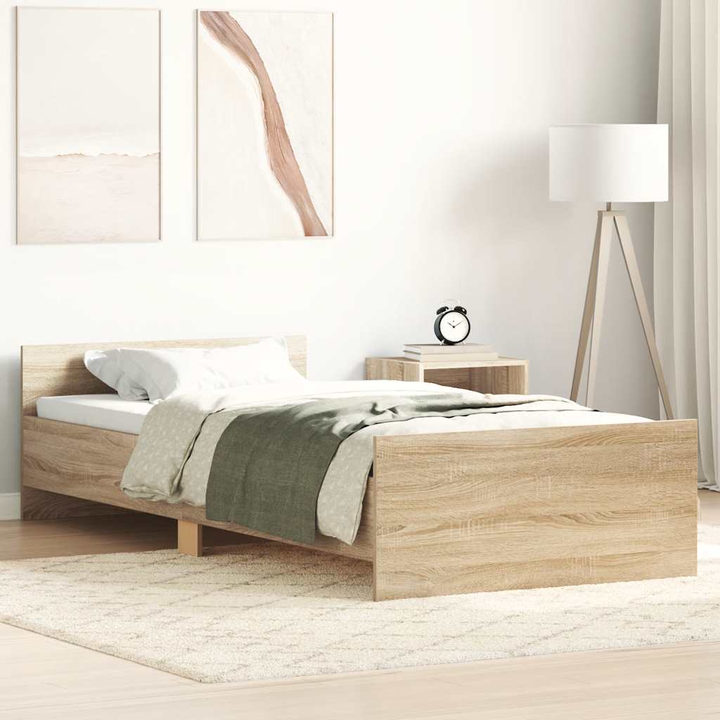 vidaXL Bettgestell ohne Matratze Sonoma-Eiche 75x190 cm Holzwerkstoff