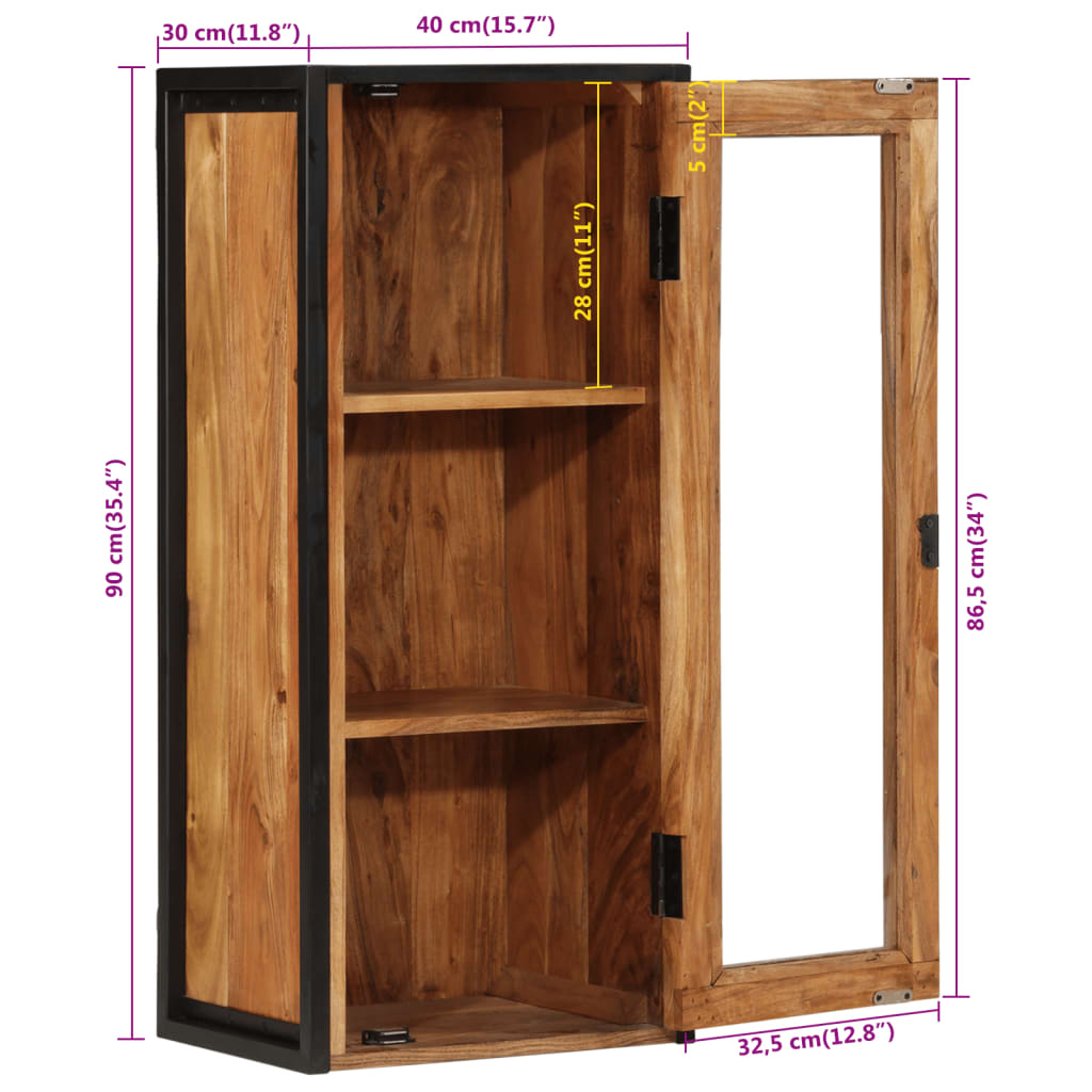 vidaXL Armoire murale de salle de bain 40x30x90 cm Bois d'acacia massif et fer