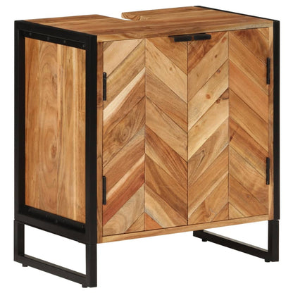 vidaXL Meuble de salle de bain 55x35x60 cm Bois d'acacia massif et fer
