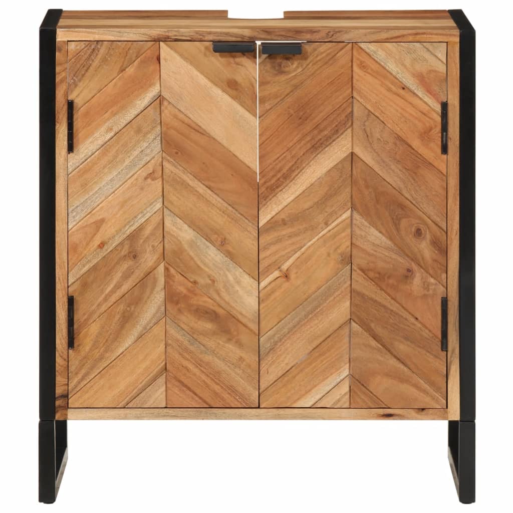 vidaXL Meuble de salle de bain 55x35x60 cm Bois d'acacia massif et fer