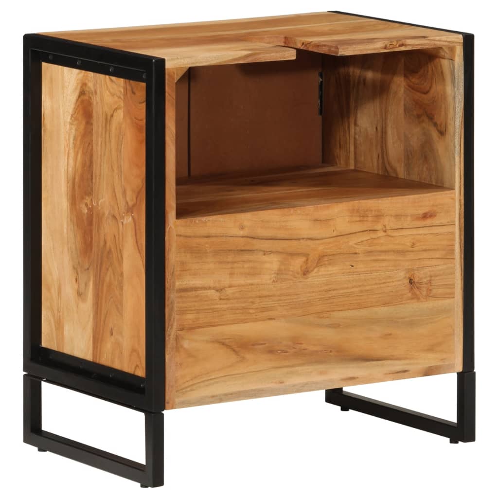 vidaXL Meuble de salle de bain 55x35x60 cm Bois d'acacia massif et fer