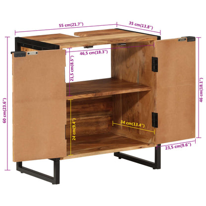 vidaXL Meuble de salle de bain 55x35x60 cm Bois d'acacia massif et fer