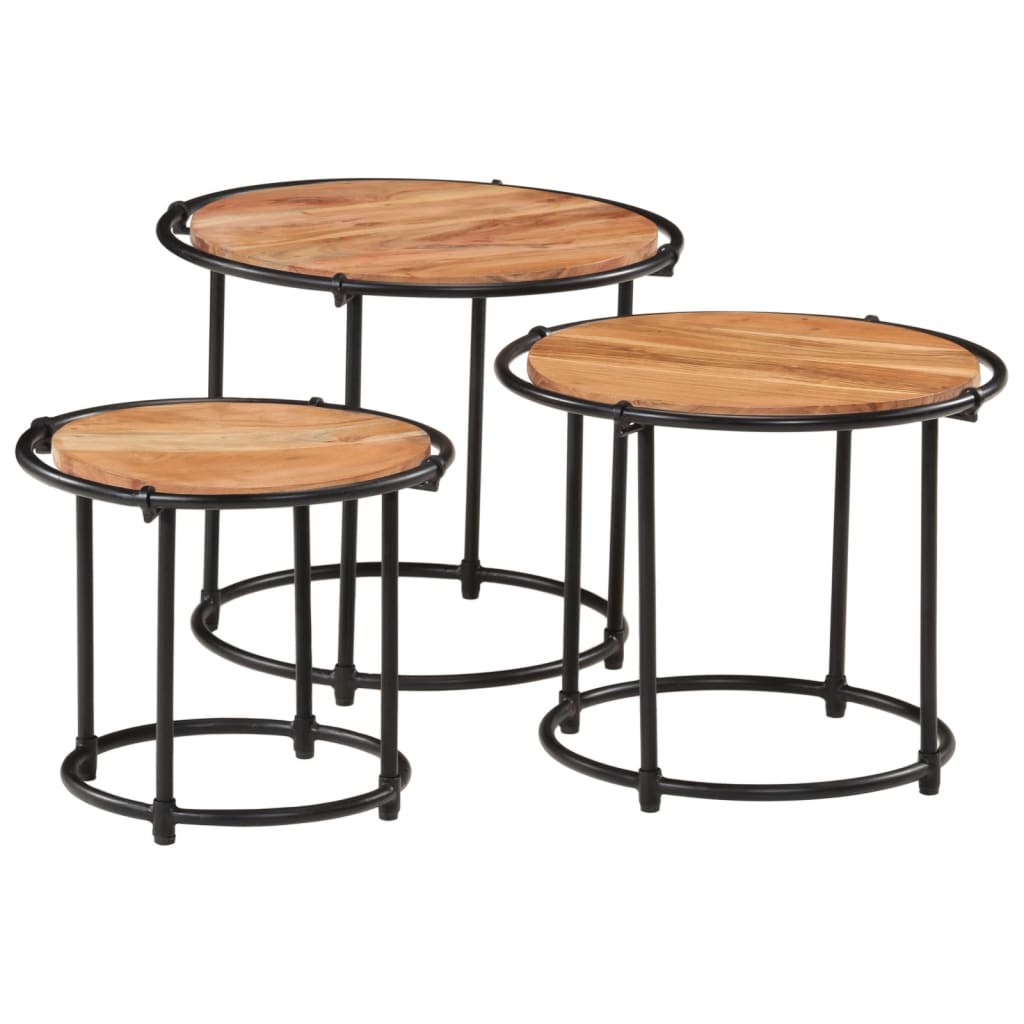 vidaXL Tables gigognes 3 pcs Bois d'acacia massif