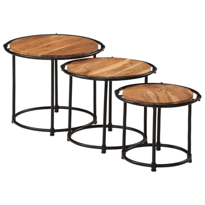 vidaXL Tables gigognes 3 pcs Bois d'acacia massif