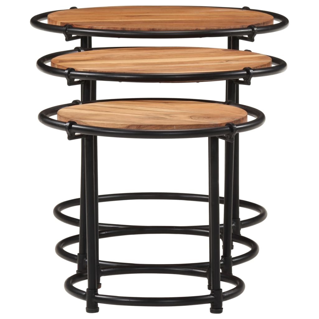 vidaXL Tables gigognes 3 pcs Bois d'acacia massif