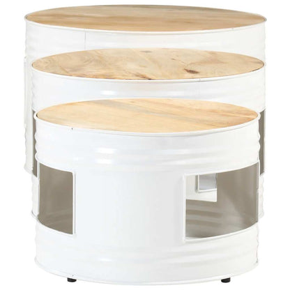 vidaXL Tables d'appoint forme tonneau 3 pcs Bois de manguier massif brut