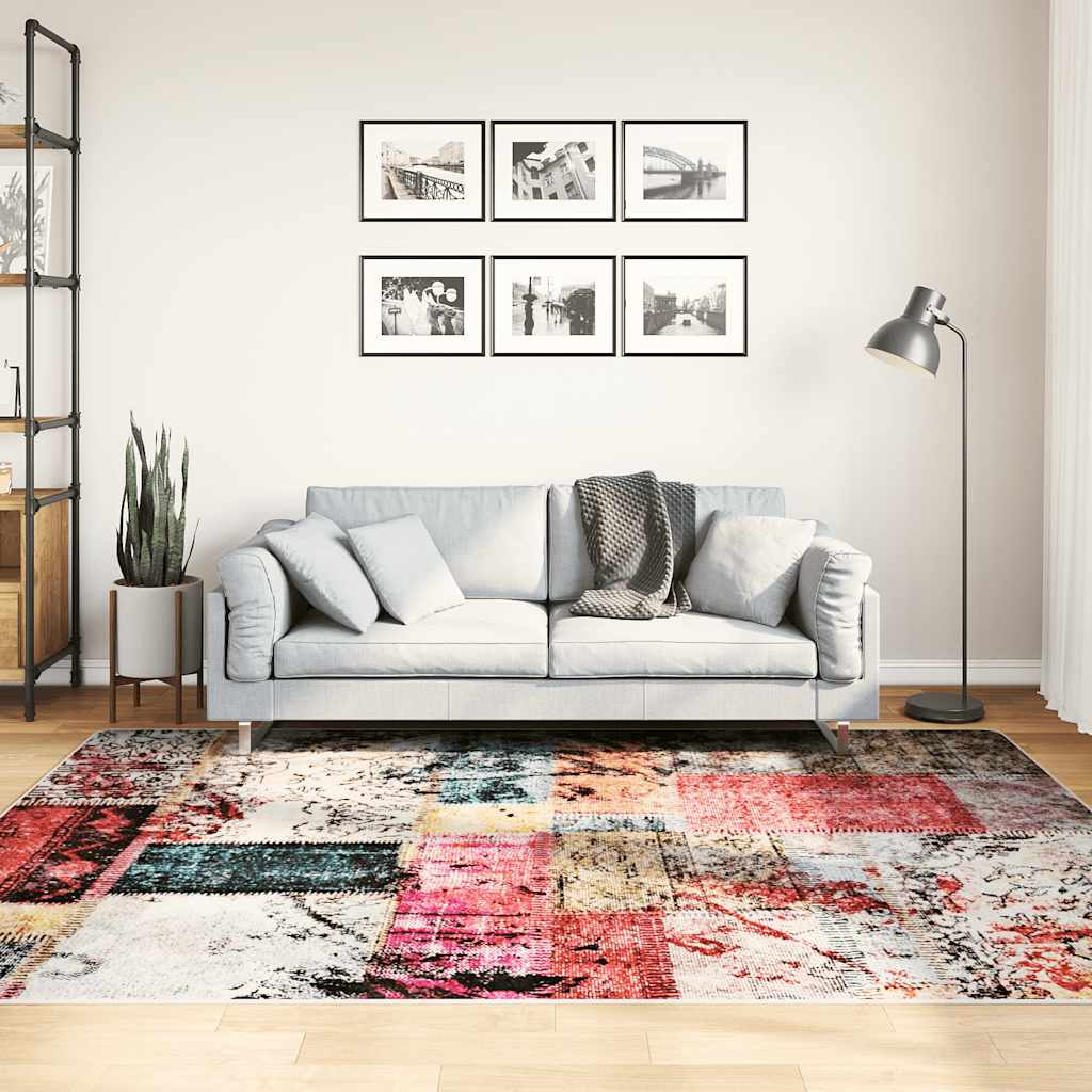 vidaXL Tapis lavable patchwork multicolore 150x230 cm antidérapant