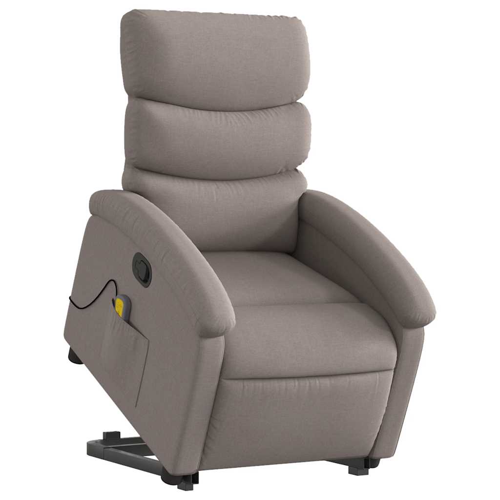 vidaXL Massagesessel mit Aufstehhilfe Taupe Stoff