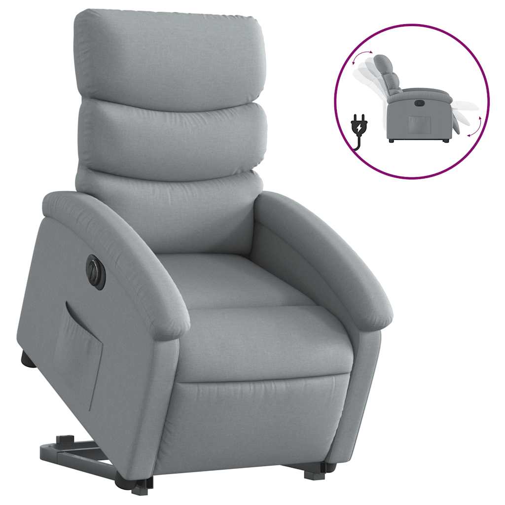 vidaXL Relaxsessel mit Aufstehhilfe Elektrisch Hellgrau Stoff