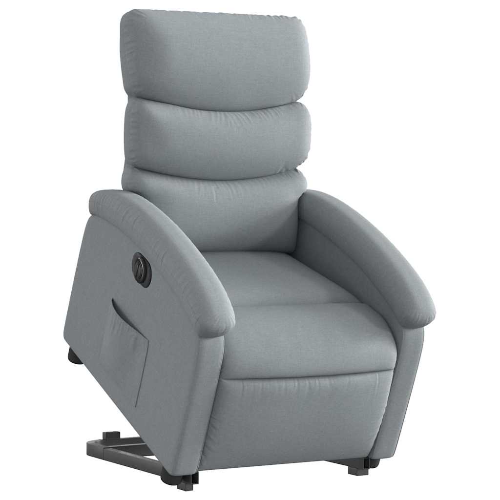 vidaXL Relaxsessel mit Aufstehhilfe Elektrisch Hellgrau Stoff