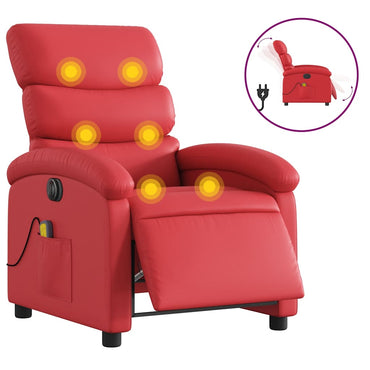 vidaXL Massagesessel Elektrisch Rot Kunstleder