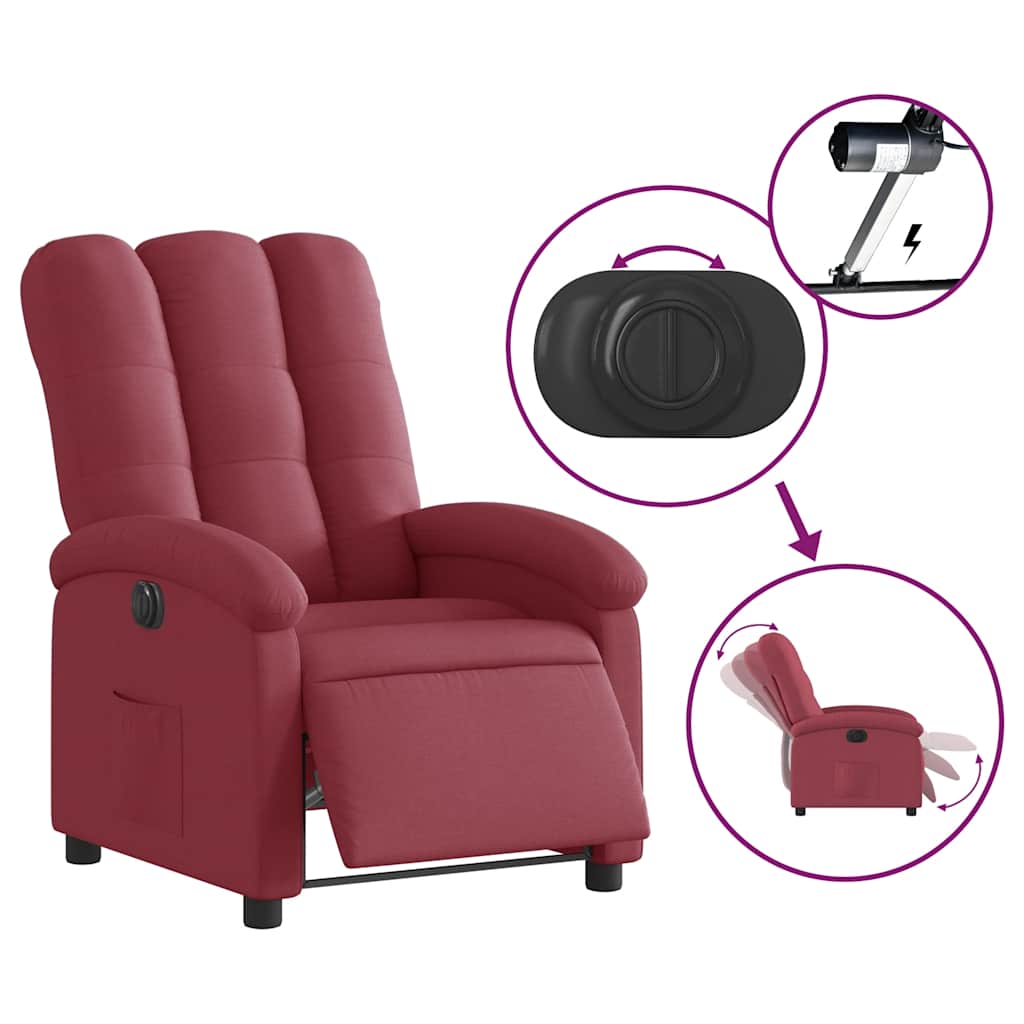 vidaXL Relaxsessel Elektrisch Weinrot Stoff