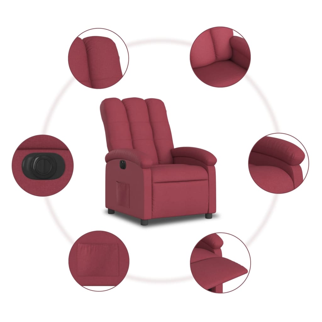 vidaXL Relaxsessel Elektrisch Weinrot Stoff
