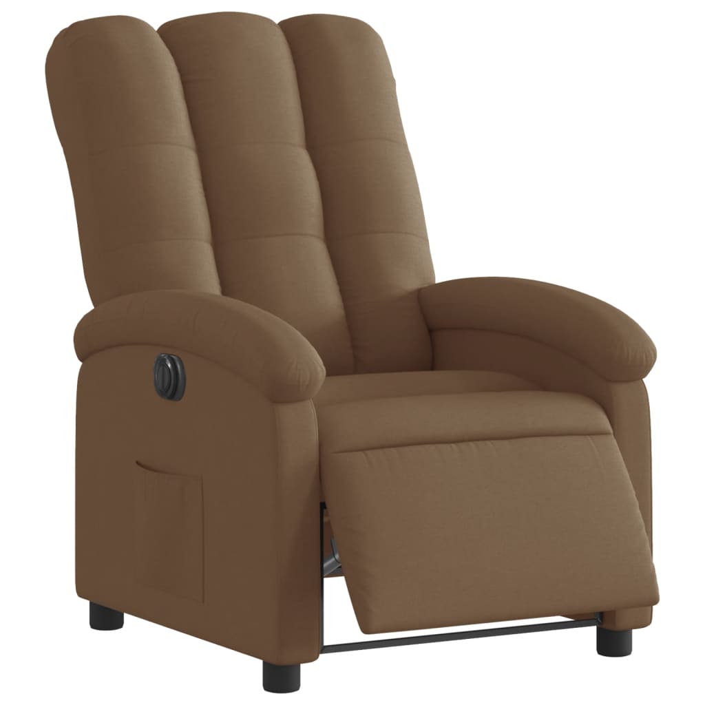 vidaXL Fauteuil de Relaxation Électrique Marron Tissu