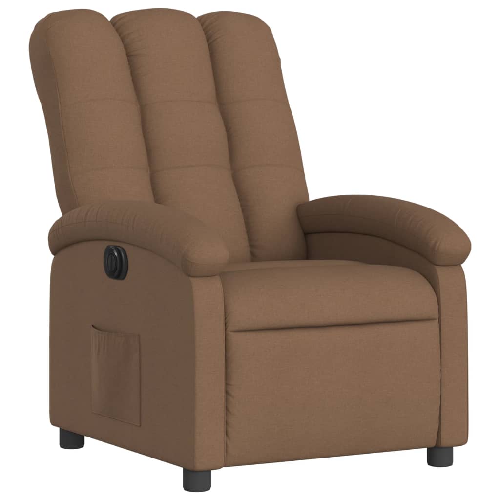 vidaXL Fauteuil de Relaxation Électrique Marron Tissu