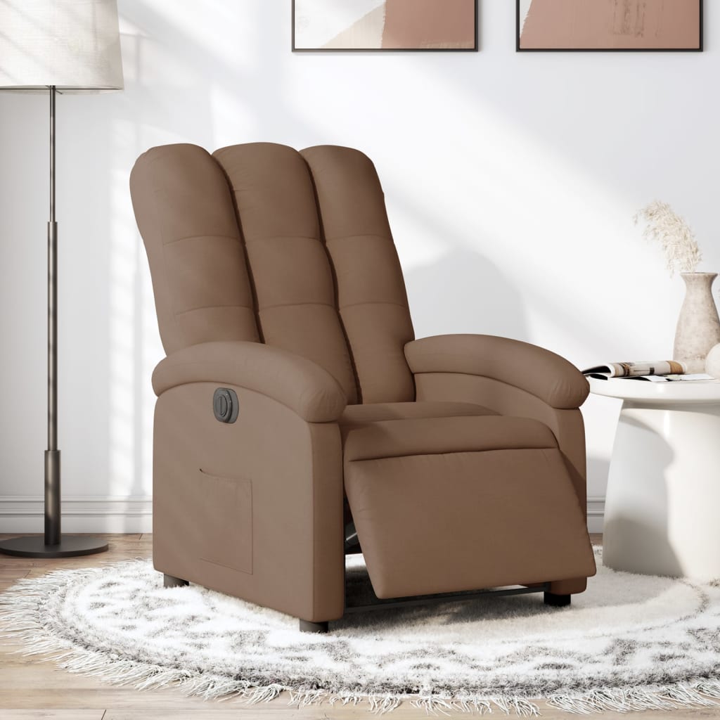vidaXL Fauteuil de Relaxation Électrique Marron Tissu