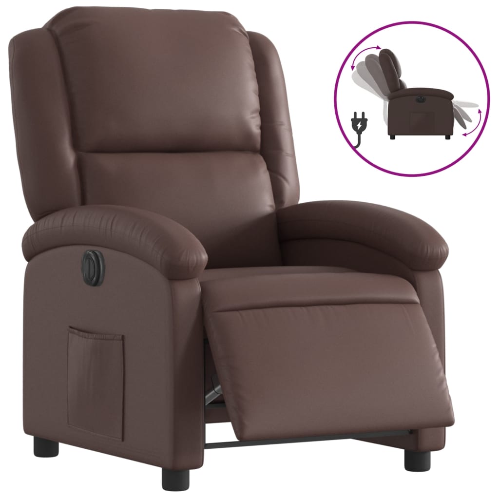 vidaXL Elektrischer Relaxsessel Braun Kunstleder
