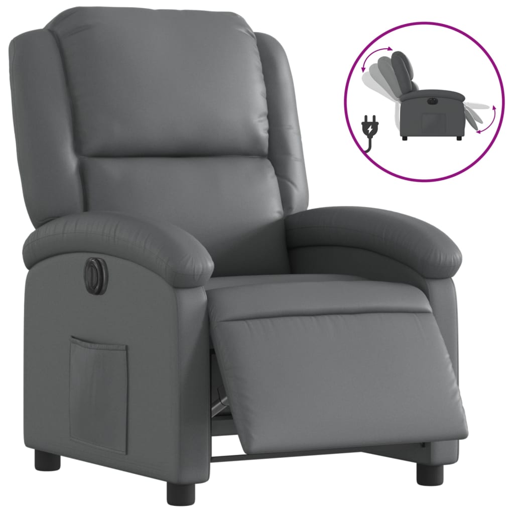 vidaXL Relaxsessel Elektrisch Grau Kunstleder