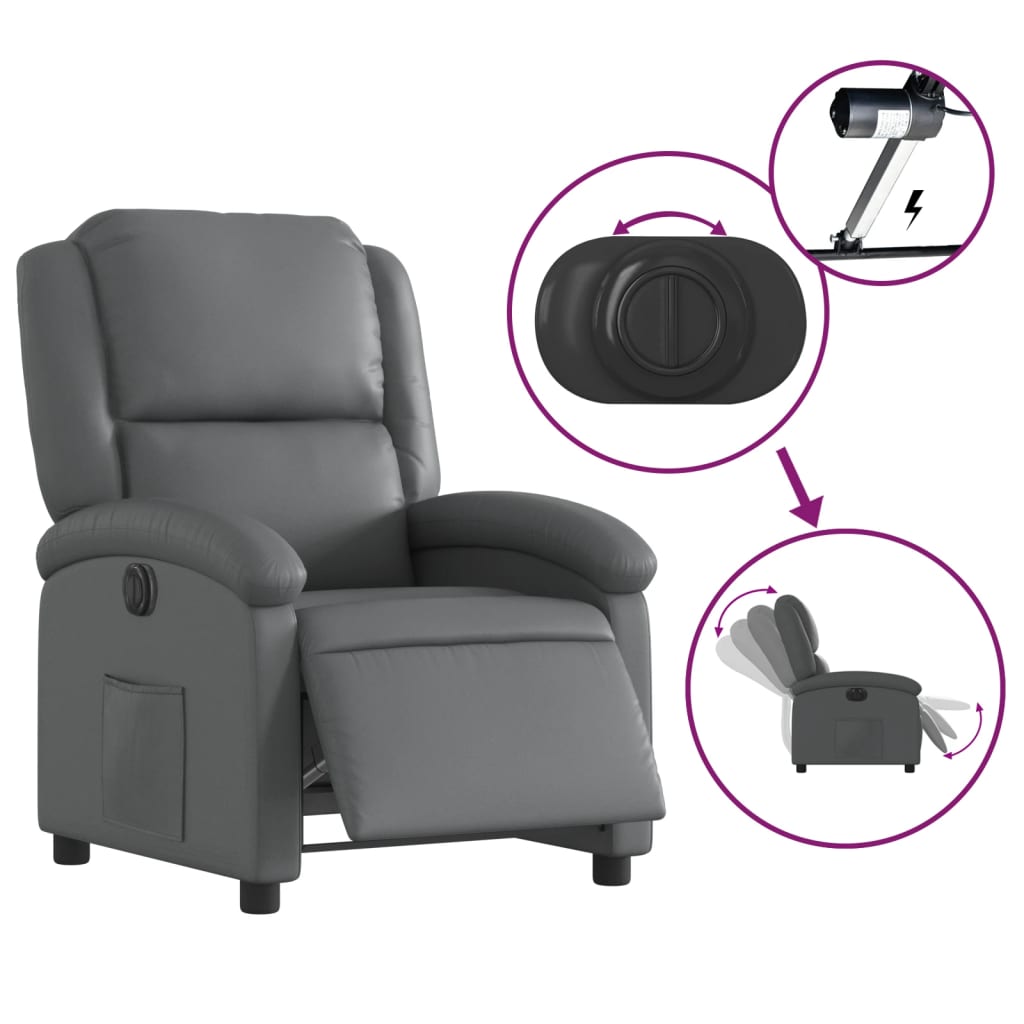 vidaXL Relaxsessel Elektrisch Grau Kunstleder