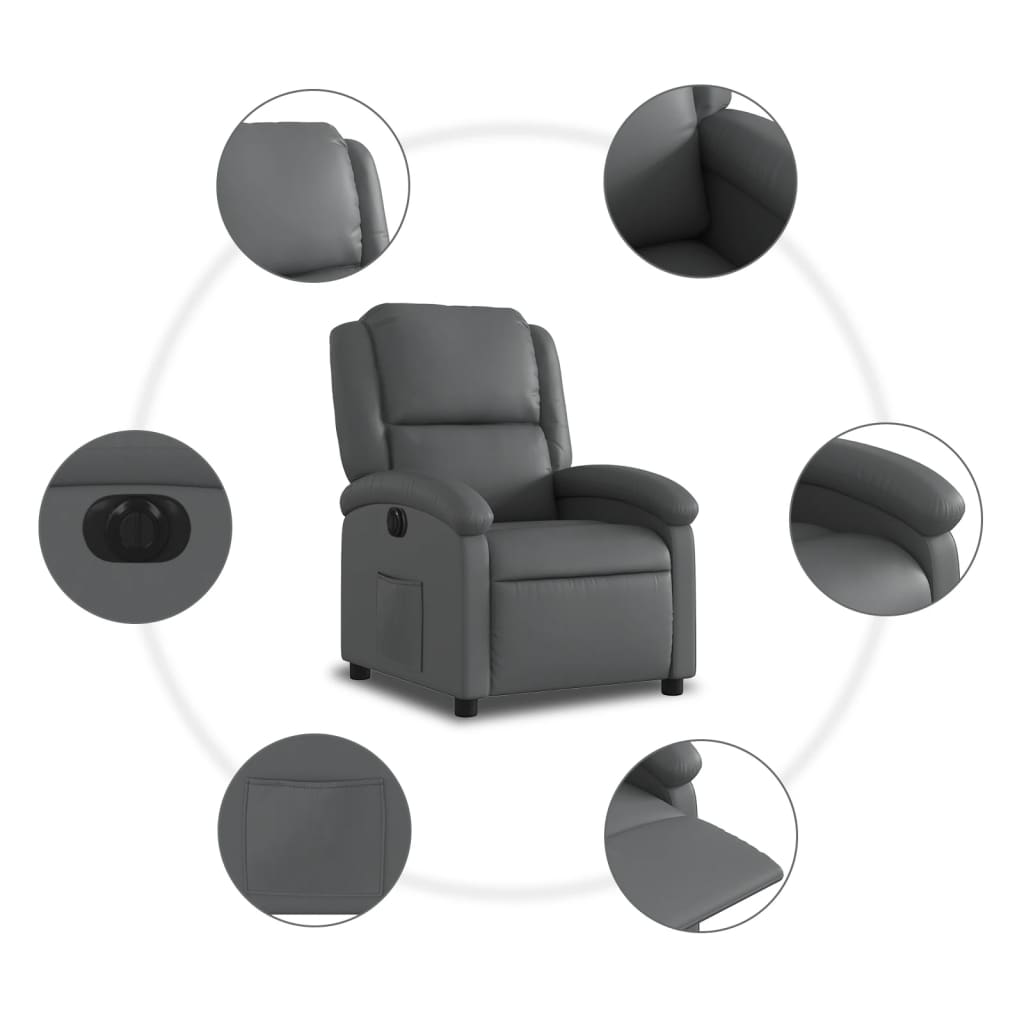 vidaXL Relaxsessel Elektrisch Grau Kunstleder