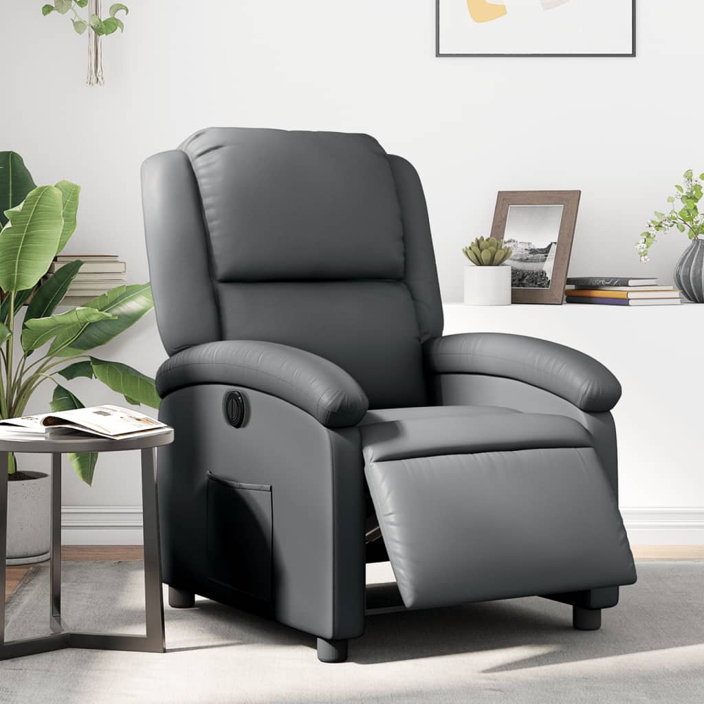 vidaXL Relaxsessel Elektrisch Grau Kunstleder